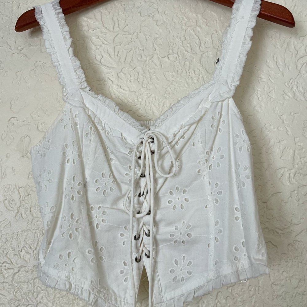 Urban Outfitters Layla Eyelet Corset Top - White Size M